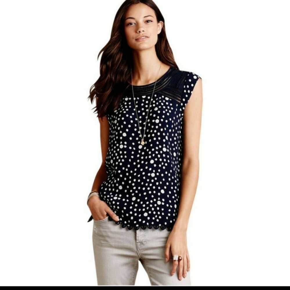 Anthropologie polka dot exposed buttons blouse - Picture 1 of 13